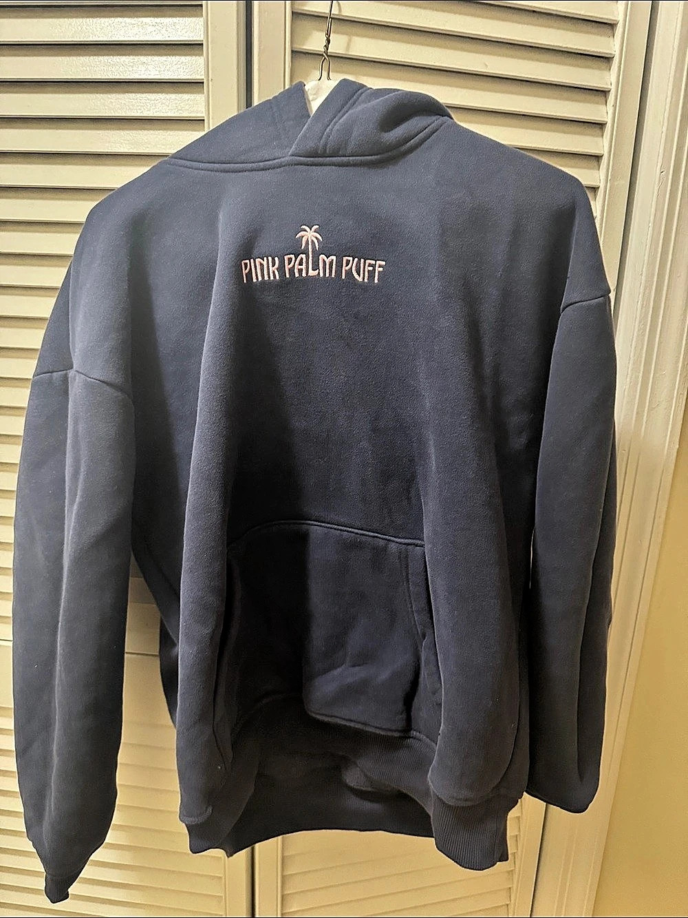 Pink Palm Puff Classic Puff Hoodie Blue